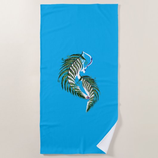 Beach Towel NZ Aotearoa Fern Design ビーチタオル (正面)