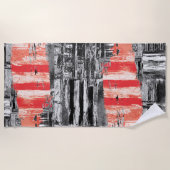 Beach Towel – Red Pulse Abstract Design ビーチタオル (正面)