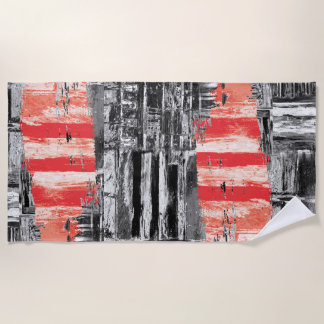 Beach Towel – Red Pulse Abstract Design ビーチタオル