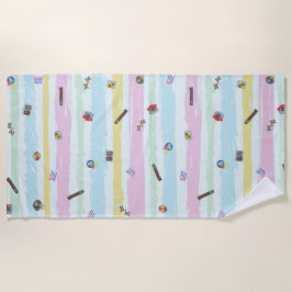 Beach Towel – Sports & Stripes Pastel Racing  ビーチタオル