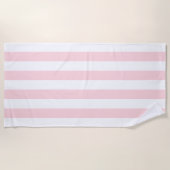 Beach Towel Spring Pastel Pink & White Stripe ビーチタオル (正面)