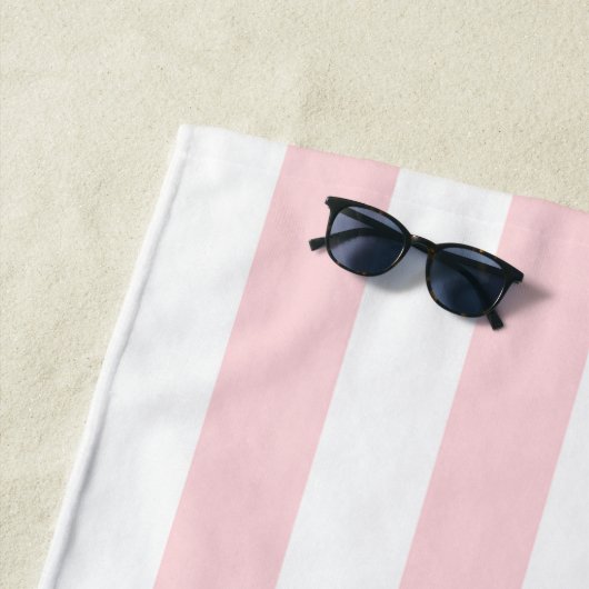 Beach Towel Spring Pastel Pink & White Stripe ビーチタオル (インサイチュ)