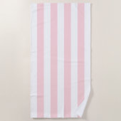 Beach Towel Spring Pastel Pink & White Stripe ビーチタオル (正面)