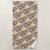 Beach Towel with yellow hamster ビーチタオル (正面)
