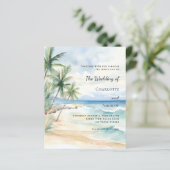Beach tropical palm destination wedding invitation (スタンド正面)
