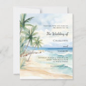 Beach tropical palm destination wedding invitation (正面)