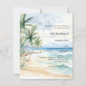 Beach tropical palm destination wedding invitation (正面)
