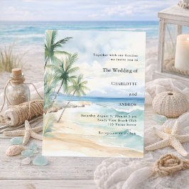 Beach tropical palm destination wedding invitation