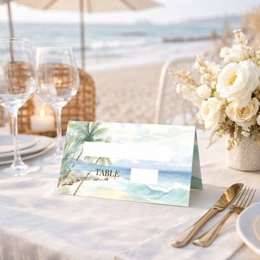 Beach tropical palm trees Place Card プレイスカード
