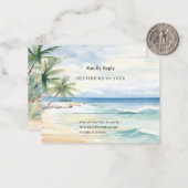 Beach tropical watercolor wedding response RSVP ノートカード (正面/裏面インサイチュ)