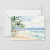 Beach tropical watercolor wedding response RSVP ノートカード (裏面)