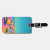 Beach Umbrella Bright Colorful Tropical ラゲッジタグ (正面横)