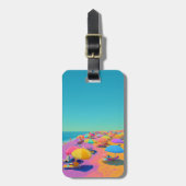Beach Umbrella Bright Colorful Tropical ラゲッジタグ (正面縦)