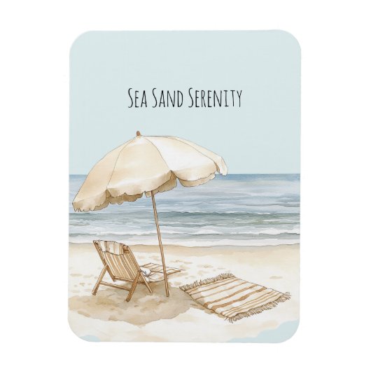 Beach Umbrella Ocean Sea Sand Serenity マグネット (縦)