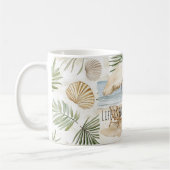 Beach Umbrella Tropical Shells Palm Leaves コーヒーマグカップ (左)