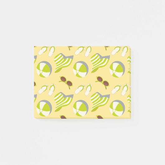 Beach vacay pattern with sunglasses and sun hat  ポストイット (正面)