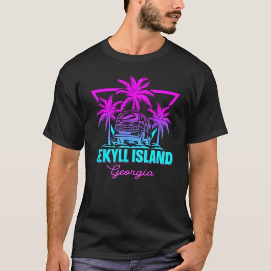 Beach Vaporwave Vacation Souvenir Jekyll Island Tシャツ (正面)
