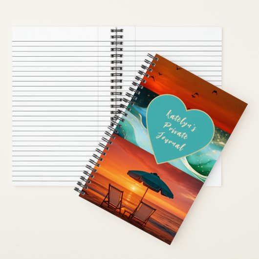 Beach Vibe Sunset Personalized Spiral Notebook ノートブック (内側)