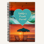 Beach Vibe Sunset Personalized Spiral Notebook ノートブック (正面)