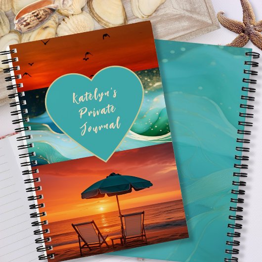 Beach Vibe Sunset Personalized Spiral Notebook ノートブック