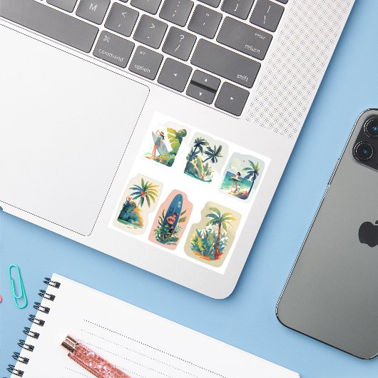 Beach Vibes シール (ノートパソコンとiPhone)