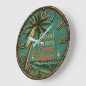 Beach Vibes Good Times Great Vibes Tropical ラージ壁時計 (傾斜)