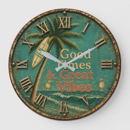 Beach Vibes Good Times Great Vibes Tropical ラージ壁時計