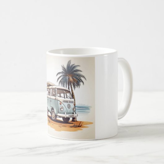  Beach Vibes Kombi Mug - Retro Surfing Serenity コーヒーマグカップ (正面右)