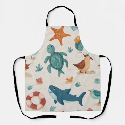 Beach Walk All-Over Print Apron Gift エプロン (正面)