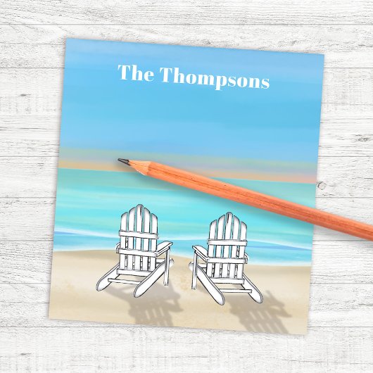 Beach Watercolor Ocean Seashore Adirondack Chairs ノートパッド