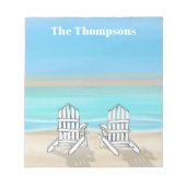 Beach Watercolor Ocean Seashore Adirondack Chairs ノートパッド (正面)