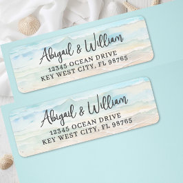 Beach Watercolor Wedding Return Address ラベル