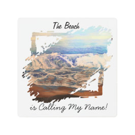 Beach Waves Blue Personalize メタルプリント
