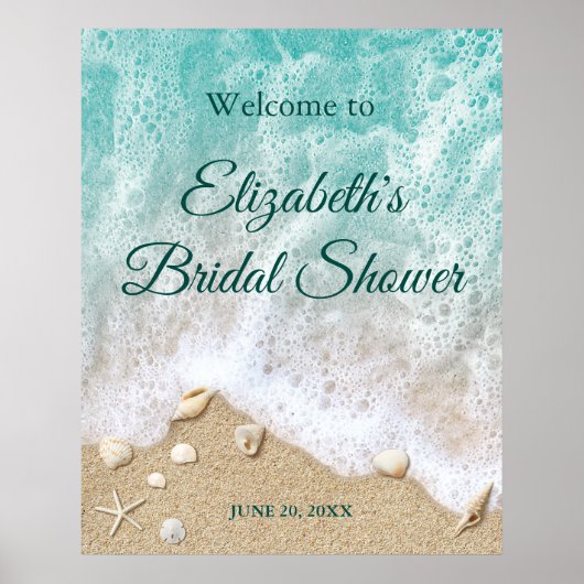 Beach Waves Bridal Shower Poster ポスター (正面)