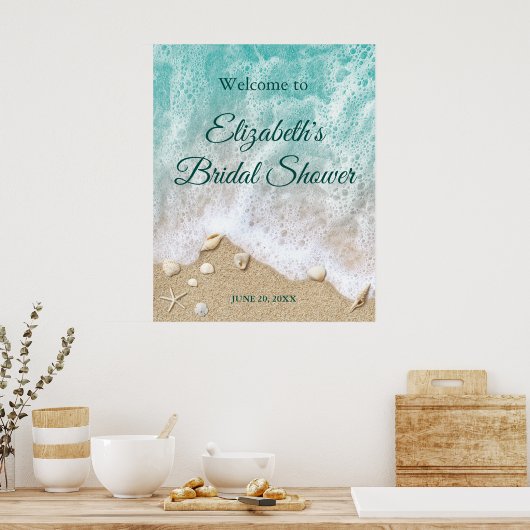 Beach Waves Bridal Shower Poster ポスター (キッチン)