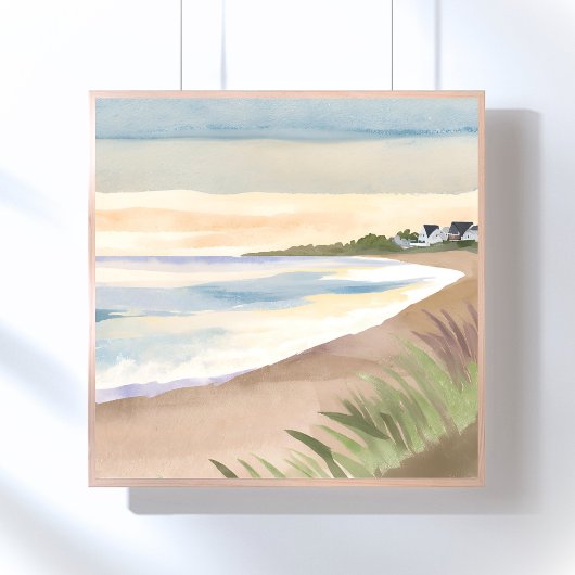 Beach Waves | Coastal Ocean Watercolor ポスター