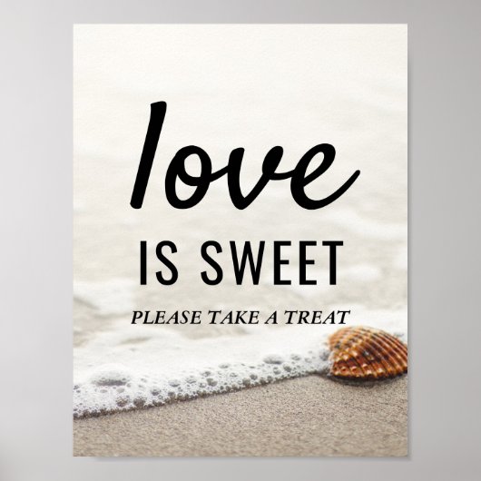 Beach Waves Wedding Love Is Sweet Sign ポスター (正面)