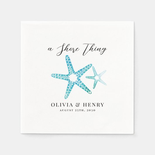 Beach Wedding "A Shore Thing" Starfish スタンダードカクテルナプキン (正面)