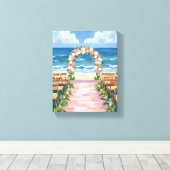 Beach Wedding Aisle Floral Watercolor キャンバスプリント (インサイチュ (ウッドフロア))