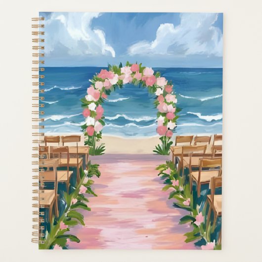 Beach Wedding Aisle Floral Watercolor プランナー手帳 (正面)