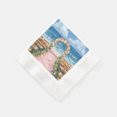 Beach Wedding Aisle Floral Watercolor 縁ありカクテルナプキン (角)