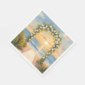 Beach Wedding Arch Floral Watercolor スタンダードランチョンナプキン (角)