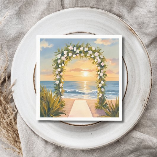 Beach Wedding Arch Floral Watercolor スタンダードランチョンナプキン