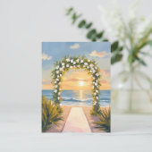 Beach Wedding Arch Floral Watercolor ポストカード (スタンド正面)