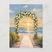 Beach Wedding Arch Floral Watercolor ポストカード (正面)