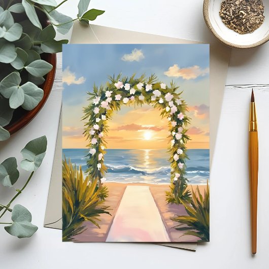 Beach Wedding Arch Floral Watercolor ポストカード