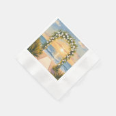 Beach Wedding Arch Floral Watercolor 縁ありカクテルナプキン (角)