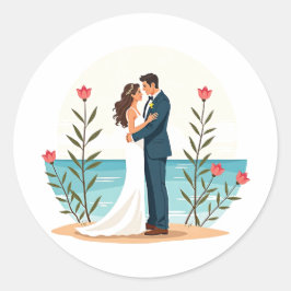 Beach Wedding Bliss Sticker ラウンドシール