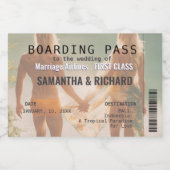 Beach Wedding Boarding Pass Romantic スパークリングワインラベル (シングルラベル)
