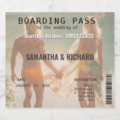 Beach Wedding Boarding Pass Romantic  スパークリングワインラベル (シングルラベル)